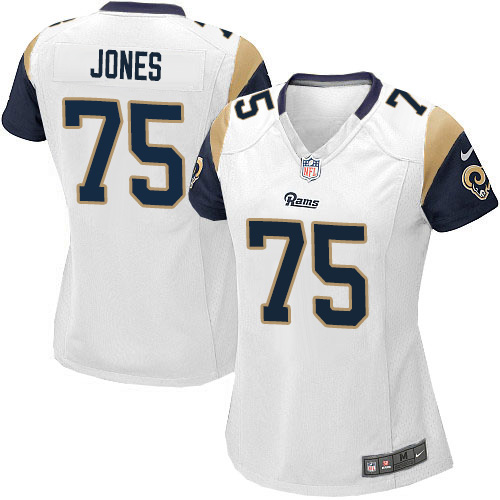 Women's Game Deacon Jones Nike Jersey White Road - #75 NFL Los Angeles Rams